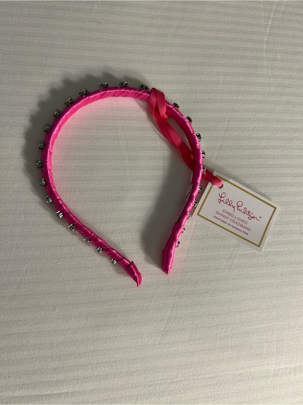 Lilly Pulitzer Havana Pink Beaded Headband with Silver Accents